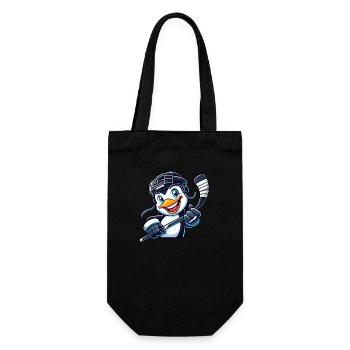 Pinguin Eishockeyspieler lustiges Eishockey Design - Geschenkbeutel für Flaschen - Schwarz - Vorne