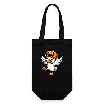 Canard d’Halloween fantaisiste avec citrouille et chapeau - Sac à bouteille - noir - Devant