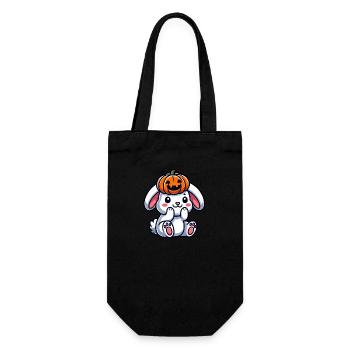 Mignon Halloween Lapin Citrouille Dessin Animé Octobre - Sac à bouteille - noir - Devant
