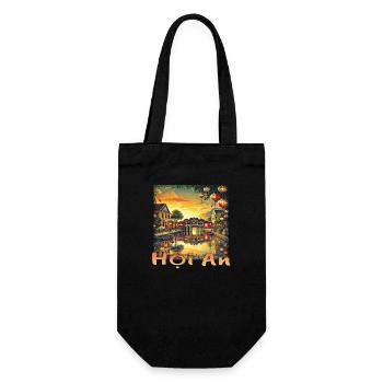 Hoi An Vietnam Altstadt Sonnenuntergang Grunge - Geschenkbeutel für Flaschen - Schwarz - Vorne