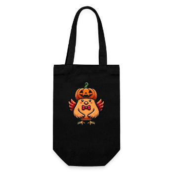 Halloween Poulet Poule Citrouille Dessin animé Octobre - Sac à bouteille - noir - Devant