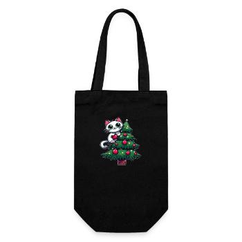 Cute Cat Christmas Comic Christmas Tree - Gift Bag for Bottles - black - Front