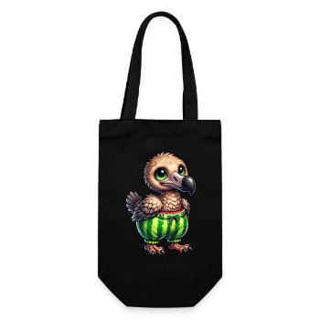 Skurriler Dodo mit Wassermelone lustig fruchtig - Geschenkbeutel für Flaschen - Schwarz - Vorne