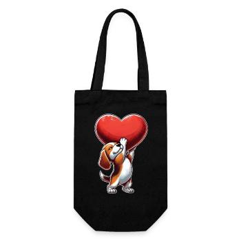 Beagle Herz Verliebt Valentinstag - Geschenkbeutel für Flaschen - Schwarz - Vorne