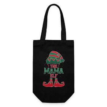 Die Mama Elfe Weihnachten Weihnachtsgeschenk - Geschenkbeutel für Flaschen - Schwarz - Vorne
