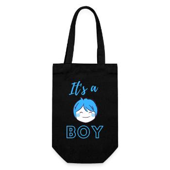 Baby Announcement Pregnancy - Boy - Surprise - Gift Bag for Bottles - black - Front