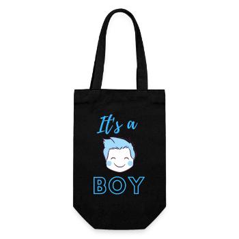 Baby Announcement Pregnancy - Boy - Surprise - Gift Bag for Bottles - black - Front