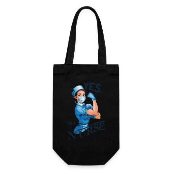 Lustige Krankenschwester mit Humor - Geschenkbeutel für Flaschen - Schwarz - Vorne