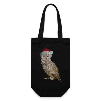 Chouette de Noël réaliste avec effet tricot unique - Sac à bouteille - noir - Devant