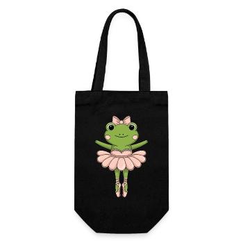 Lustiger Frosch als Ballerina für - Geschenkbeutel für Flaschen - Schwarz - Vorne