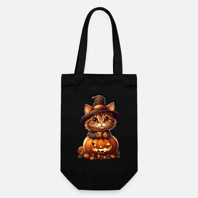 Halloween Katze - Geschenkbeutel für Flaschen - Schwarz