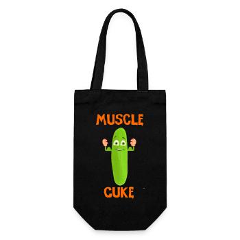 Muskelmann Gurke muscle cuke vegan und lustig - Geschenkbeutel für Flaschen - Schwarz - Vorne