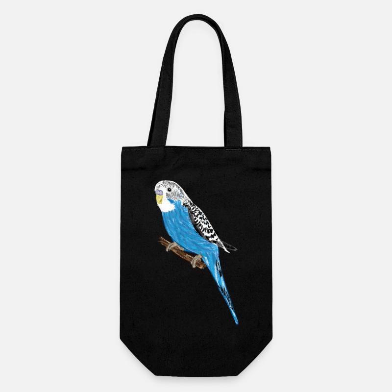 Blue Parakeet / Blue Budgie III - Gift Bag for Bottles - black