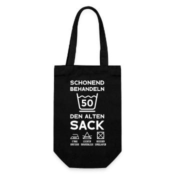 50. GEBURTSTAG 1973 SCHONEND BEHANDELN ALTER SACK - Geschenkbeutel für Flaschen - Schwarz - Vorne