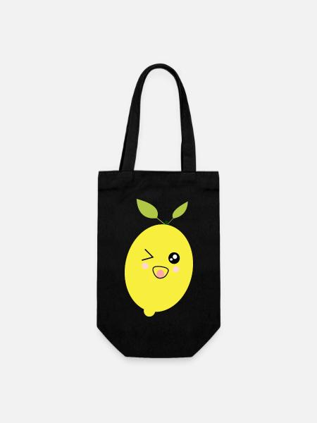Babyparty Geschenkidee Kawaii Zitrone  - Geschenkbeutel für Flaschen - Schwarz