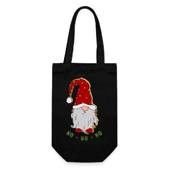 Weihnachten Weihnachtswichtel Ho - Ho - Ho - Geschenkbeutel für Flaschen - Schwarz - Vorne