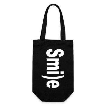 Smile :) - Geschenkbeutel für Flaschen - Schwarz - Vorne