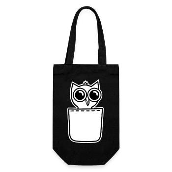 Mignon bébé hibou dans la poche de poitrine Chouette grand-duc de poche - Sac à bouteille - noir - Devant