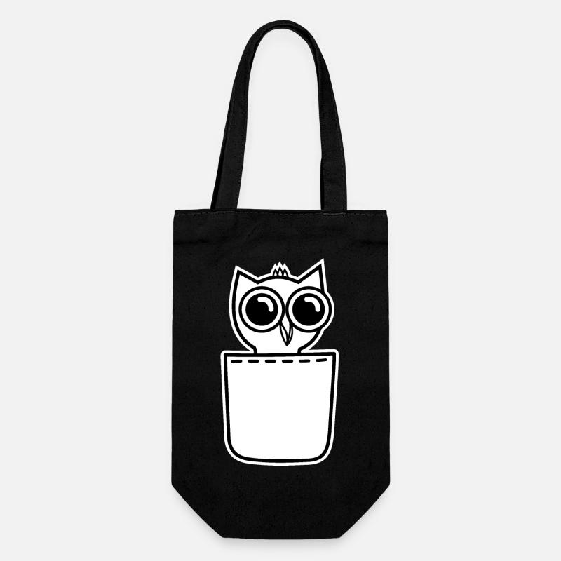 Süße Baby Eule in Brusttasche Uhu im Taschenformat - Geschenkbeutel für Flaschen - Schwarz