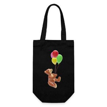 Nounours avec des ballons colorés - 3D - Sac à bouteille - noir - Devant