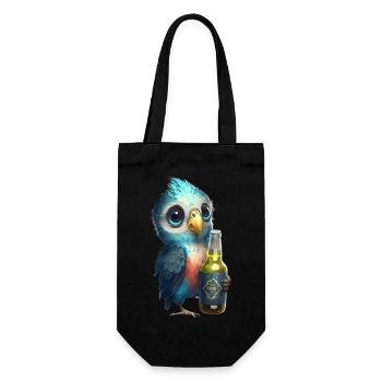 Sweet parrot with beer - Gift Bag for Bottles - black - Front