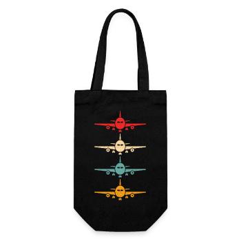 Aviation Airplane Flying Airline Vintage Pilot - Gift Bag for Bottles - black - Front