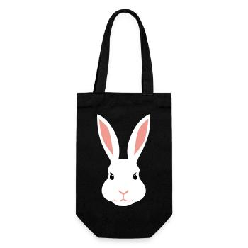 Weißes weibliches Kaninchen - Geschenkbeutel für Flaschen - Schwarz - Vorne
