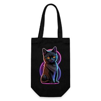 Kleine schwarze Katze und fluoreszierendes Licht - Geschenkbeutel für Flaschen - Schwarz - Vorne