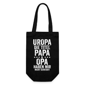 Papa Opa Uropa Eine Steile Karriere - Geschenkbeutel für Flaschen - Schwarz - Vorne