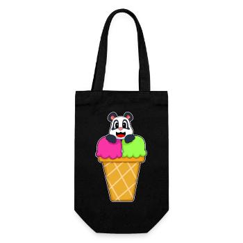 Panda Waffeleis - Geschenkbeutel für Flaschen - Schwarz - Vorne