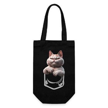 Evil looking cat in breast pocket - Gift Bag for Bottles - black - Front