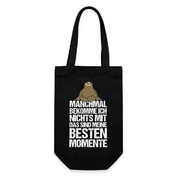 Manchmal Bekomme Ich Nichts MitFaultier - Geschenkbeutel für Flaschen - Schwarz - Vorne