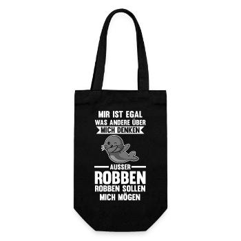 Seehund Seelöwe Robbe - Geschenkbeutel für Flaschen - Schwarz - Vorne