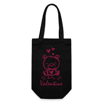 Be my Valentine Heart Teddy - Gift Bag for Bottles - black - Front