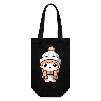 Alpaca Winter Llama Comic - Gift Bag for Bottles - black - Front