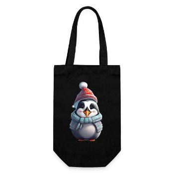 Festlicher Pinguin-Feiertag - Geschenkbeutel für Flaschen - Schwarz - Vorne
