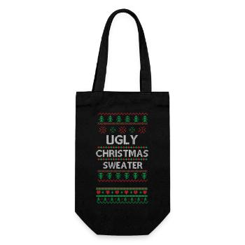 Design de Noël laid Pixel Art - Sac à bouteille - noir - Devant