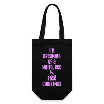 White red rosé christmas Weiße rote Weihnachten - Geschenkbeutel für Flaschen - Schwarz - Vorne