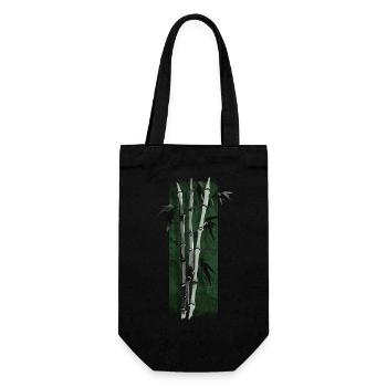 Zen Tranquility: Eleganter Bambushain - Geschenkbeutel für Flaschen - Schwarz - Vorne