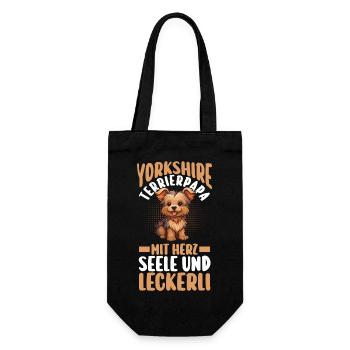 Hund Hundepapa Vater Yorkshirepapa Yorkshire Terri - Geschenkbeutel für Flaschen - Schwarz - Vorne