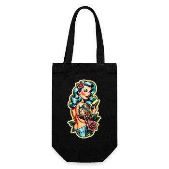 Rockabilly / Pin-up / 50er Jahre - Geschenkbeutel für Flaschen - Schwarz - Vorne