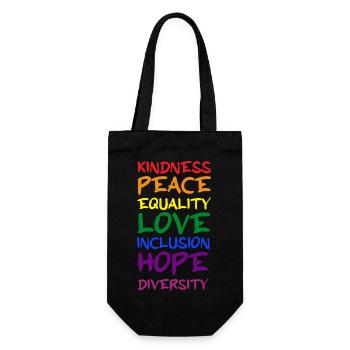 Kindness peace inclusion hope rainbow gay lesbian - Gift Bag for Bottles - black - Front
