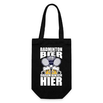 Lustiger Spruch Badminton Bier darum bin ich hier - Geschenkbeutel für Flaschen - Schwarz - Vorne