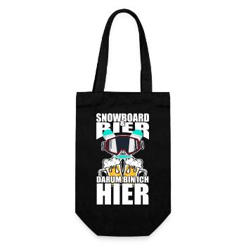 Lustiger Spruch Snowboard Bier darum bin ich hier - Geschenkbeutel für Flaschen - Schwarz - Vorne