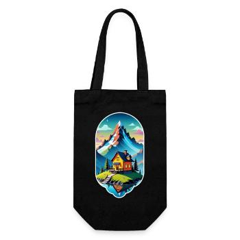 Mountain Nature Hiking Climbing Lake - Gift Bag for Bottles - black - Front