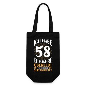 Ehe Engelshochzeit 58 Jahre Verheiratet Hochzeitst - Geschenkbeutel für Flaschen - Schwarz - Vorne