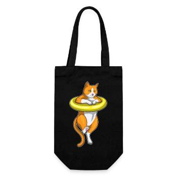 Cat Swimming Swimming Ring Summer - Gift Bag for Bottles - black - Front