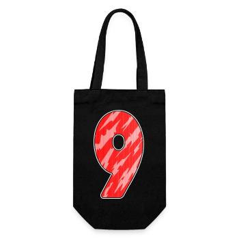 Zahl 9 - Neun - 9 Motiv Rot Muster - Geschenkbeutel für Flaschen - Schwarz - Vorne