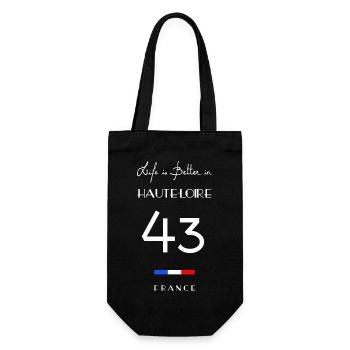 Life is better in HAUTE-LOIRE Number 43 Auvergne - Gift Bag for Bottles - black - Front