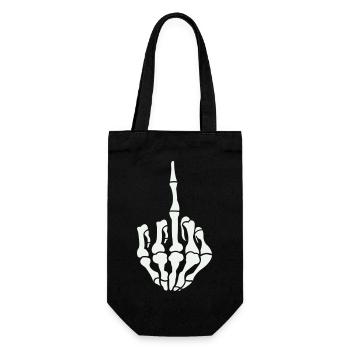 skull middle finger - Gift Bag for Bottles - black - Front
